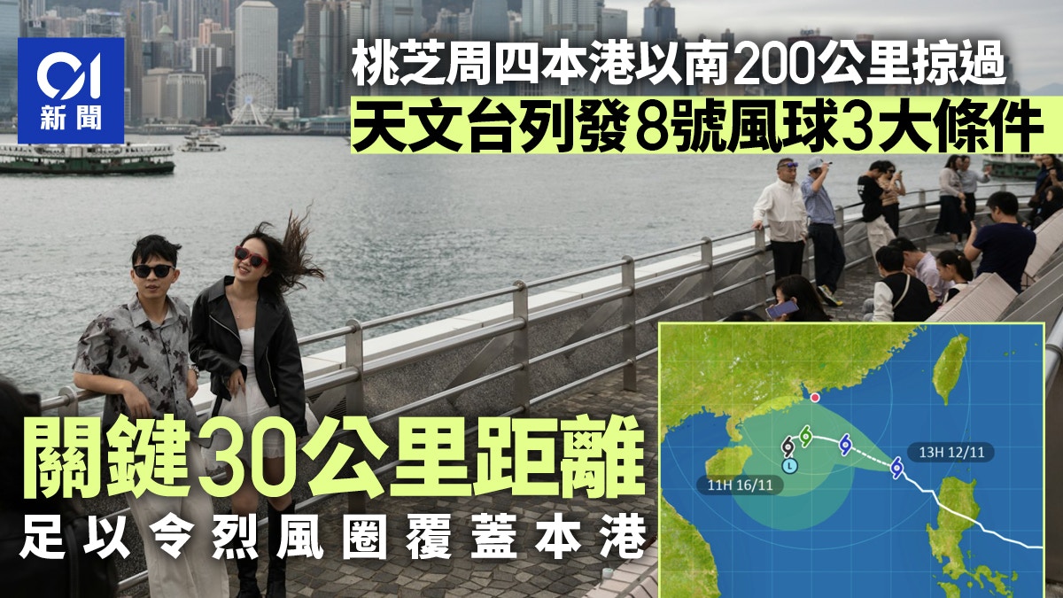 桃芝風球|天文台列發8號風球3大條件 關鍵在那北靠的30公里距離