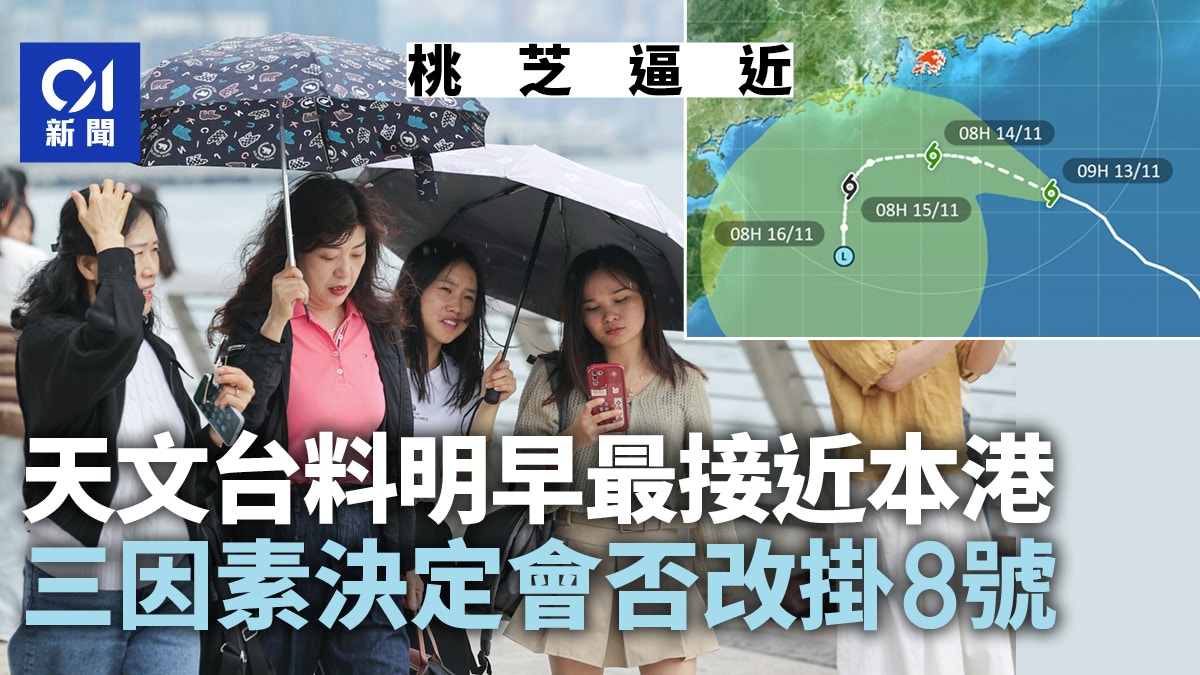 桃芝路徑｜天文台料明早最近　港200公里內掠過　3因素定會否8號