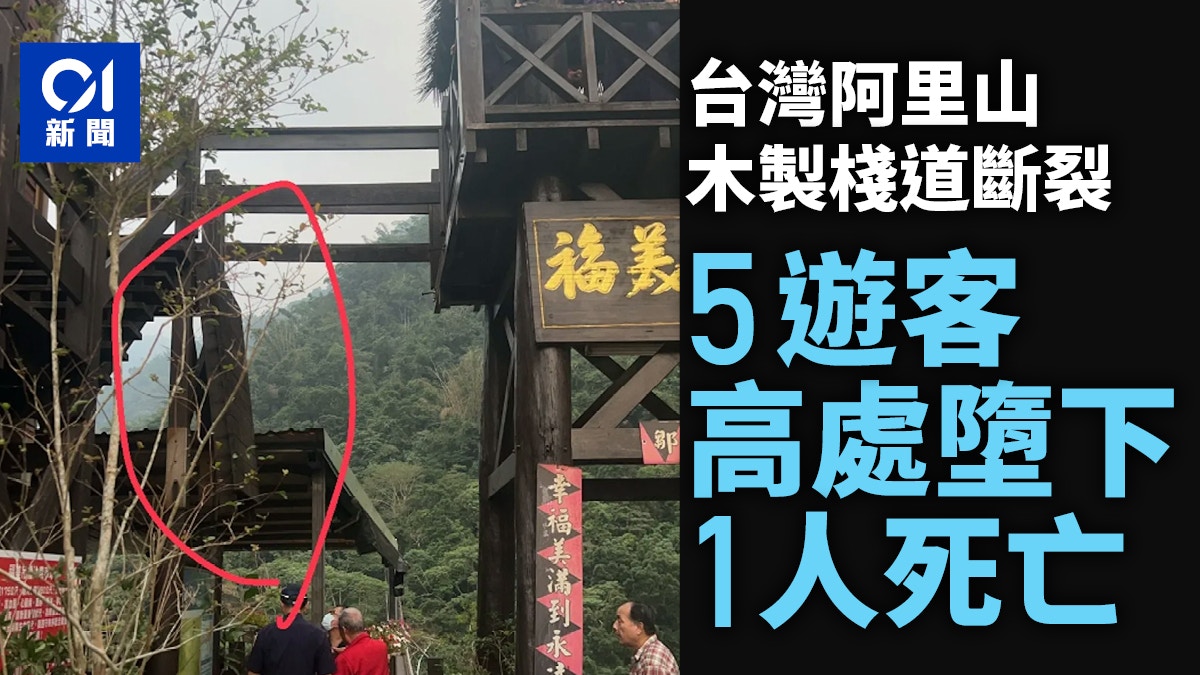 阿里山腐朽木製棧道突斷裂 5遊客高處跌落 76歲婦頭部重創不治