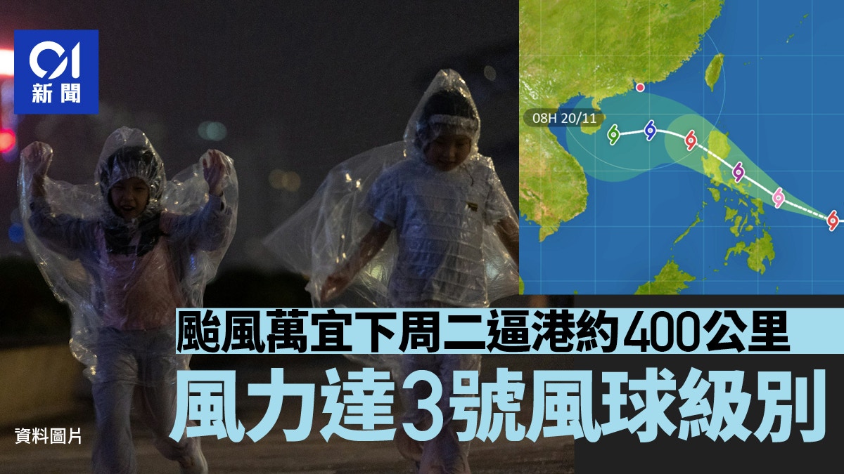 颱風萬宜|下周二逼港約400公里 風力達3號風球 下周三跌穿20度