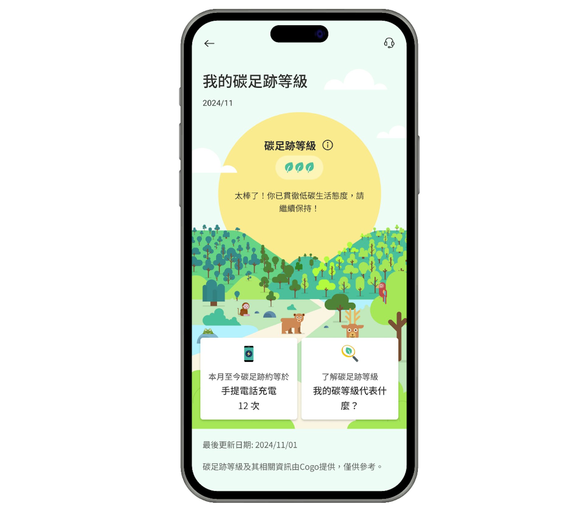 「碳.生活」會將客戶的碳足跡等級與香港用戶月均碳足跡作對比,讓客戶了解自己的碳足跡等級水平,積極為低碳生活作出改變。 「碳.生活」會將客戶的碳足跡等級與香港用戶月均碳足跡作對比,讓客戶了解自己的碳足跡等級水平,積極為低碳生活作出改變。
