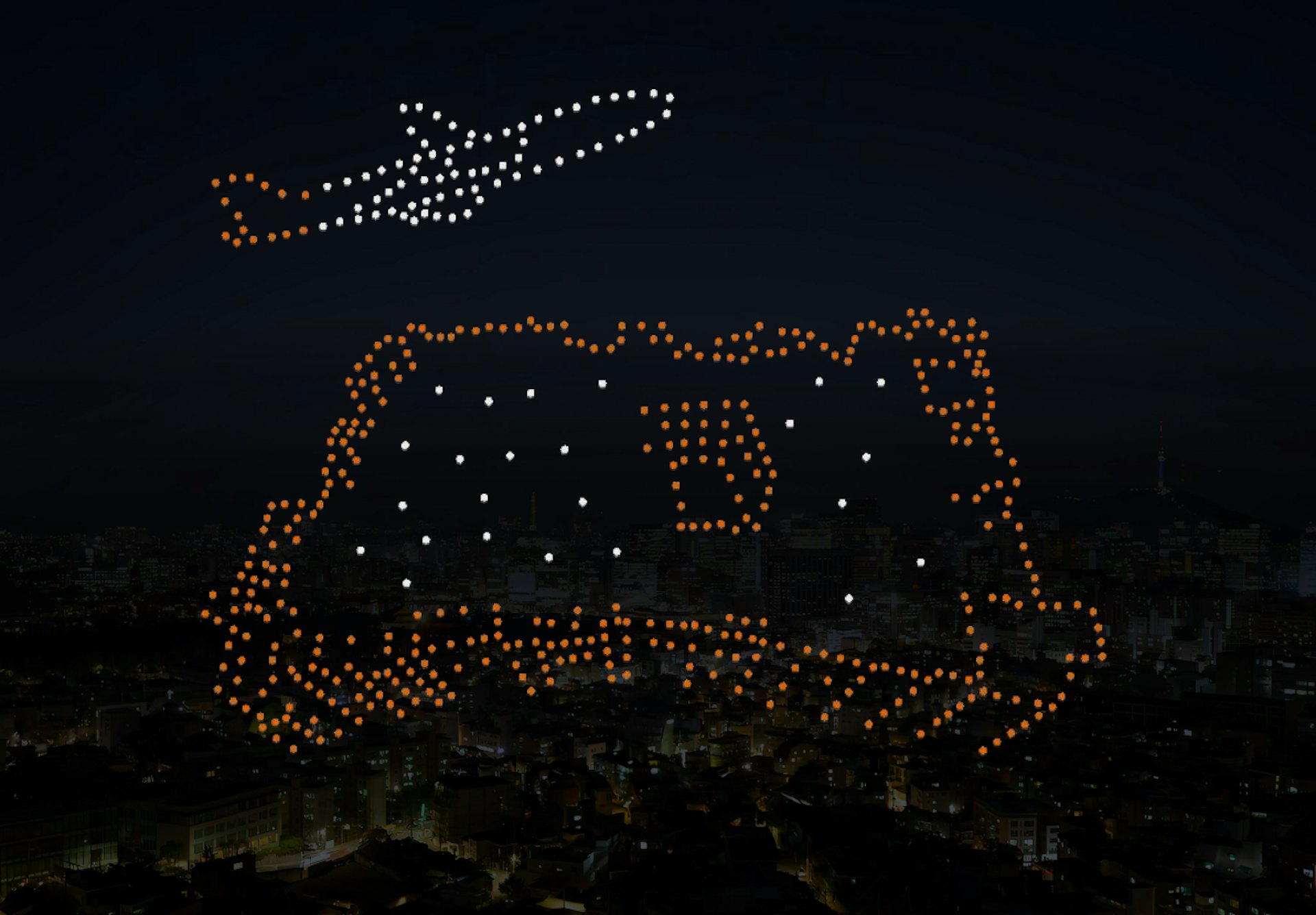 12月1日,黃埔海濱將舉行無人機表演,圖為預覽第四幕 - 九龍城寨全景。 12月1日,黃埔海濱將舉行無人機表演,圖為預覽第四幕 - 九龍城寨全景。