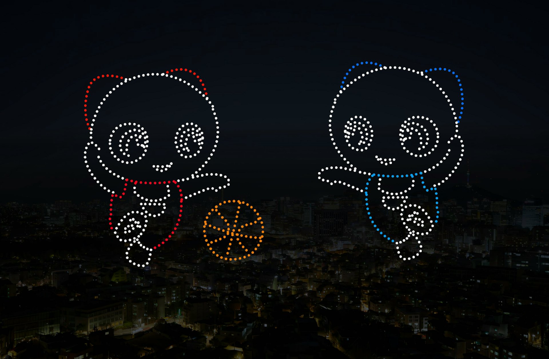 12月1日,黃埔海濱將舉行無人機表演,圖為預覽第八幕 - 熊貓籃球。 12月1日,黃埔海濱將舉行無人機表演,圖為預覽第八幕 - 熊貓籃球。