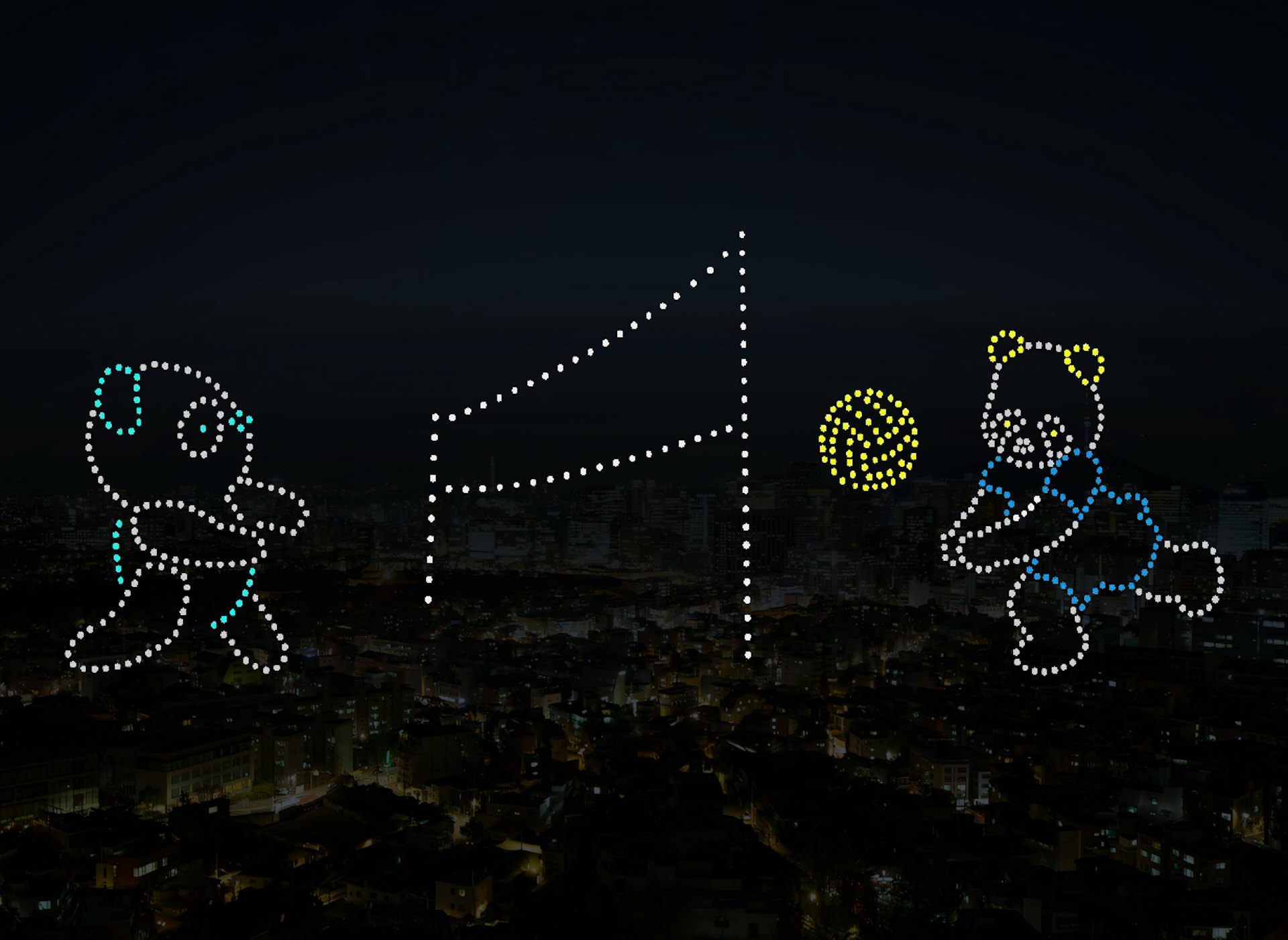 12月1日,黃埔海濱將舉行無人機表演,圖為預覽第十二幕 - 熊貓打排球。 12月1日,黃埔海濱將舉行無人機表演,圖為預覽第十二幕 - 熊貓打排球。