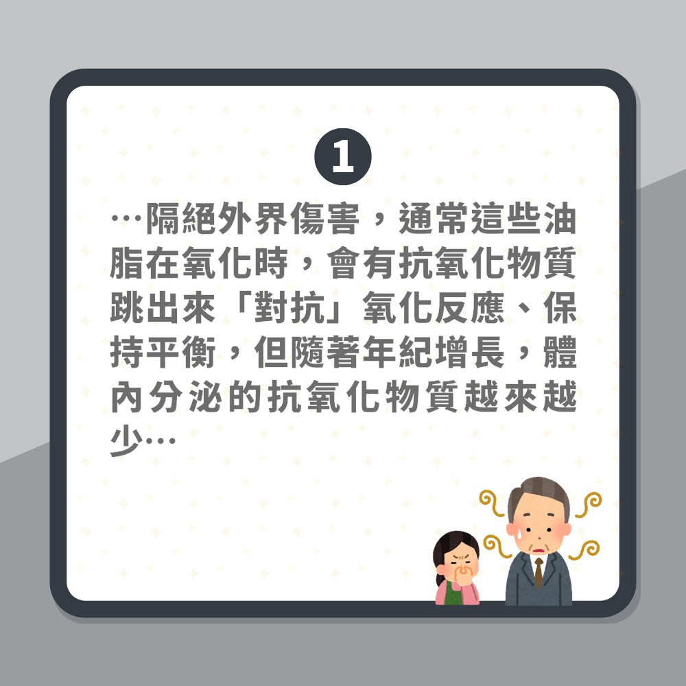 年過40一身「老人味」沖完涼都臭　醫生揭原因　建議飲一物解決（01製圖）