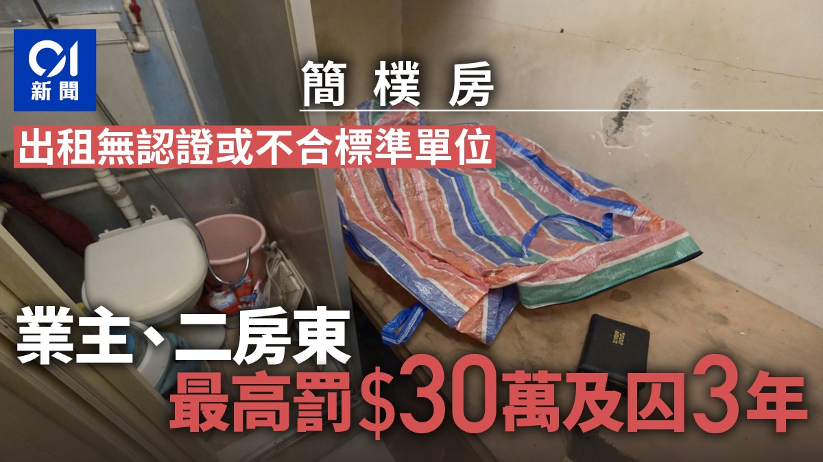 簡樸房|業主、二房東出租不合標準單位 最高罰款30萬 監禁3年 簡樸房|業主、二房東出租不合標準單位 最高罰款30萬 監禁3年