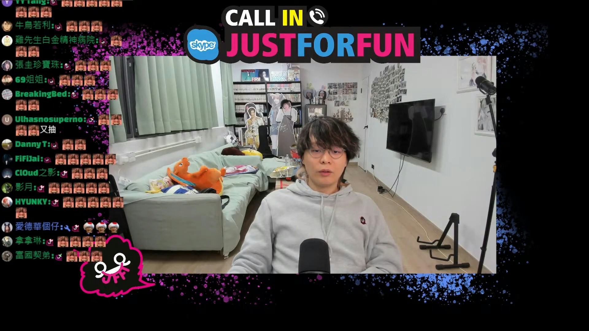 床哥@JFYT抽呂爵安水，指如果自己當街拉票，但之後見到偶像在台灣「Happy」，會覺得百般滋味在心頭。（YouTube@JFFLive）
