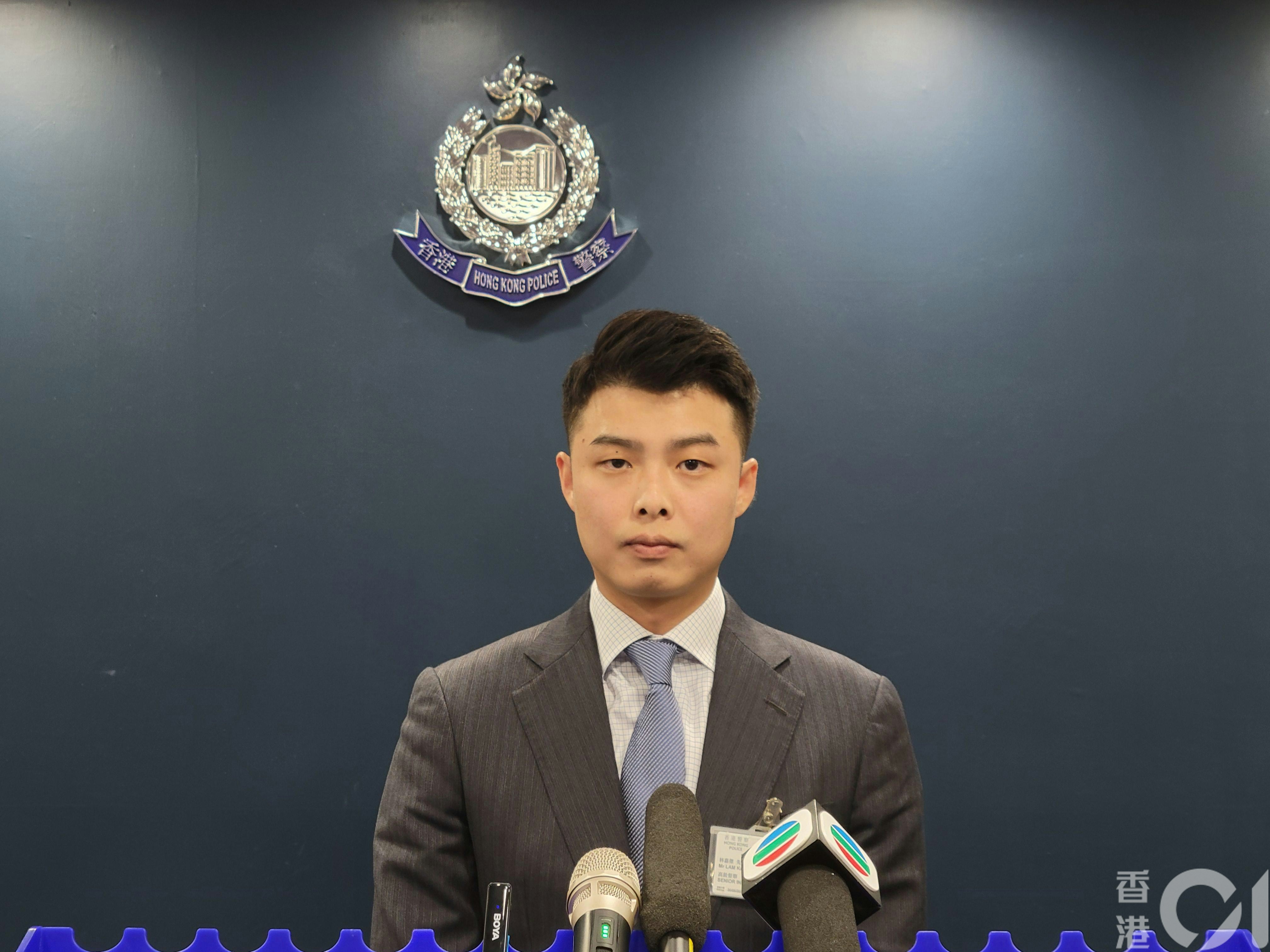 元朗警區刑事調查隊高級督察林嘉傑指，警方強烈譴責一切針對女學生的風化行為。（蔡正邦攝）