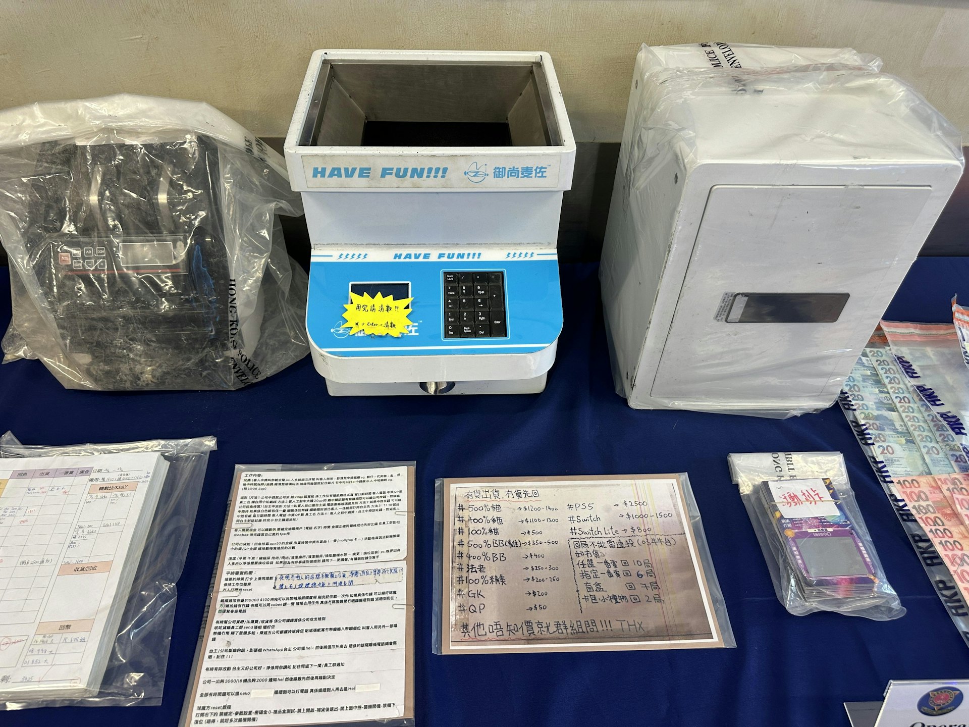 警方於過去3日在全港多處打搫三合會活動,檢獲現金等證物。(資料圖片) 警方於過去3日在全港多處打搫三合會活動,檢獲現金等證物。(資料圖片)