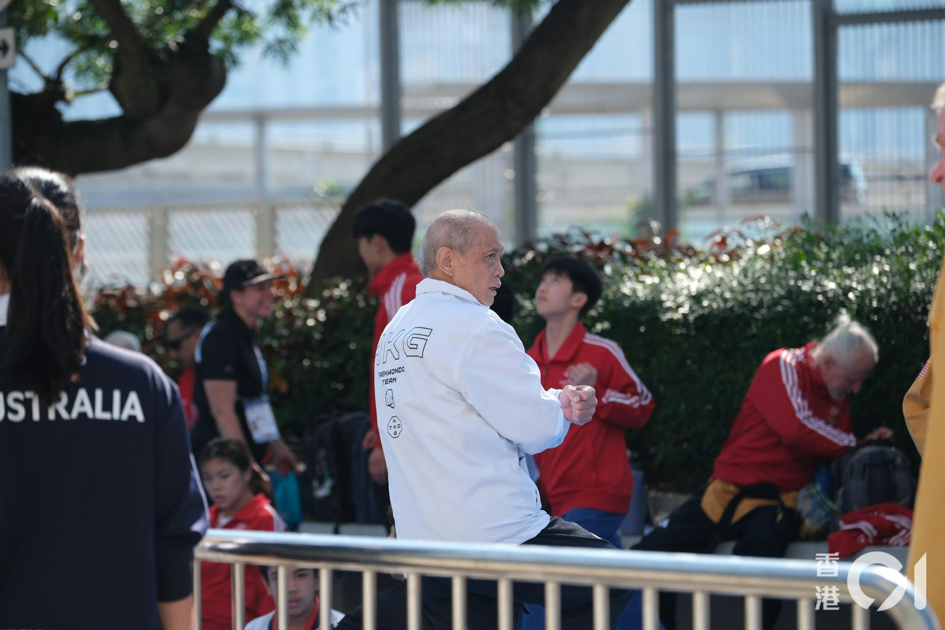 楊志英賽前在紅館外密密訓練。(趙子晉攝) 楊志英賽前在紅館外密密訓練。(趙子晉攝)