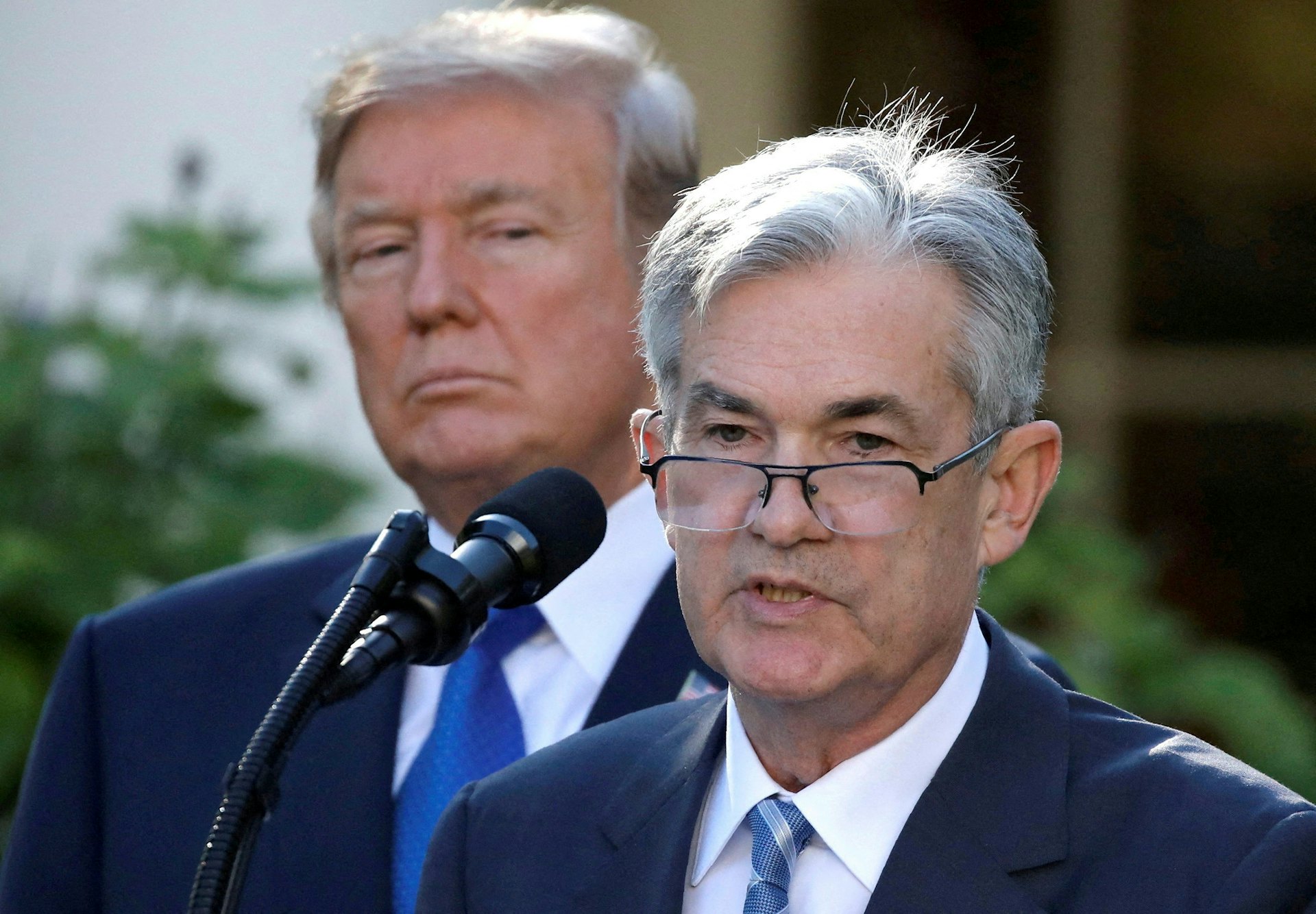 圖為2017年11月2日,鮑威爾(Jerome Powell)獲美國總統特朗普(Donald Trump)提名出任聯儲局主席後發表講話。(Reuters) 圖為2017年11月2日,鮑威爾(Jerome Powell)獲美國總統特朗普(Donald Trump)提名出任聯儲局主席後發表講話。(Reuters)