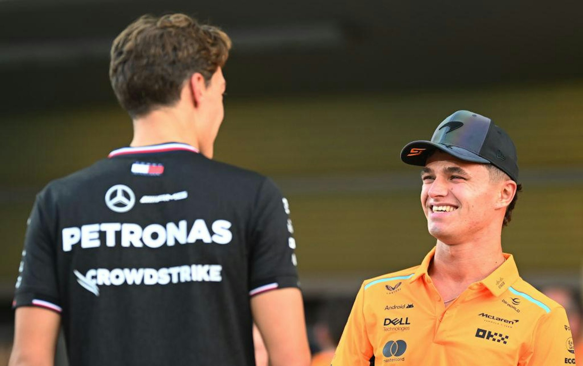 諾里斯笑言希望羅素和韋斯達賓繼續吵架。(Getty Images) 諾里斯笑言希望羅素和韋斯達賓繼續吵架。(Getty Images)