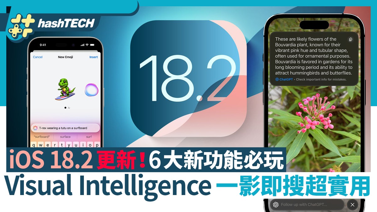 iOS 18.2 六大新功能必玩 Visual Intelligence一影即搜超實用 iOS 18.2 六大新功能必玩 Visual Intelligence一影即搜超實用