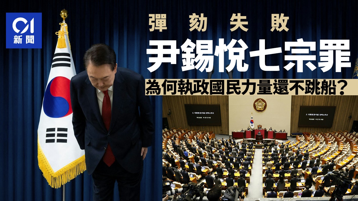 韓國總統彈劾失敗　尹錫悅七宗罪　執政國民力量罪加一等