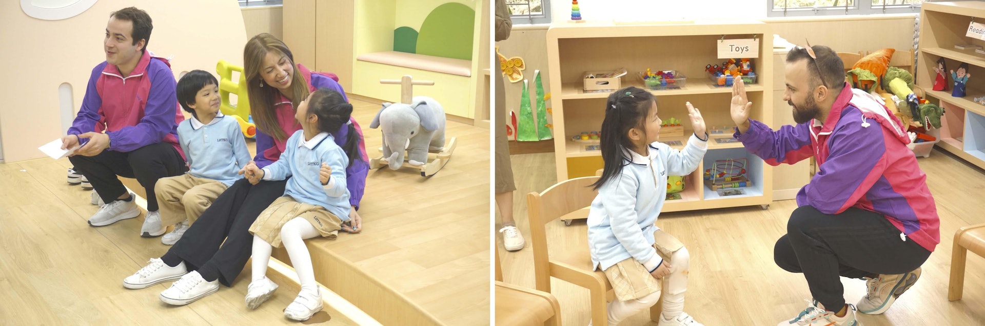 幼兒與外籍教師打成一片 幼兒與外籍教師打成一片