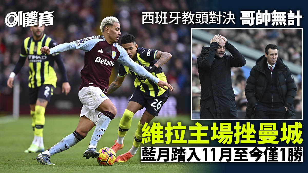 英超|曼城頹勢延續 維拉防守反擊極有效率 2:1贏波暫升上第五 英超|曼城頹勢延續 維拉防守反擊極有效率 2:1贏波暫升上第五