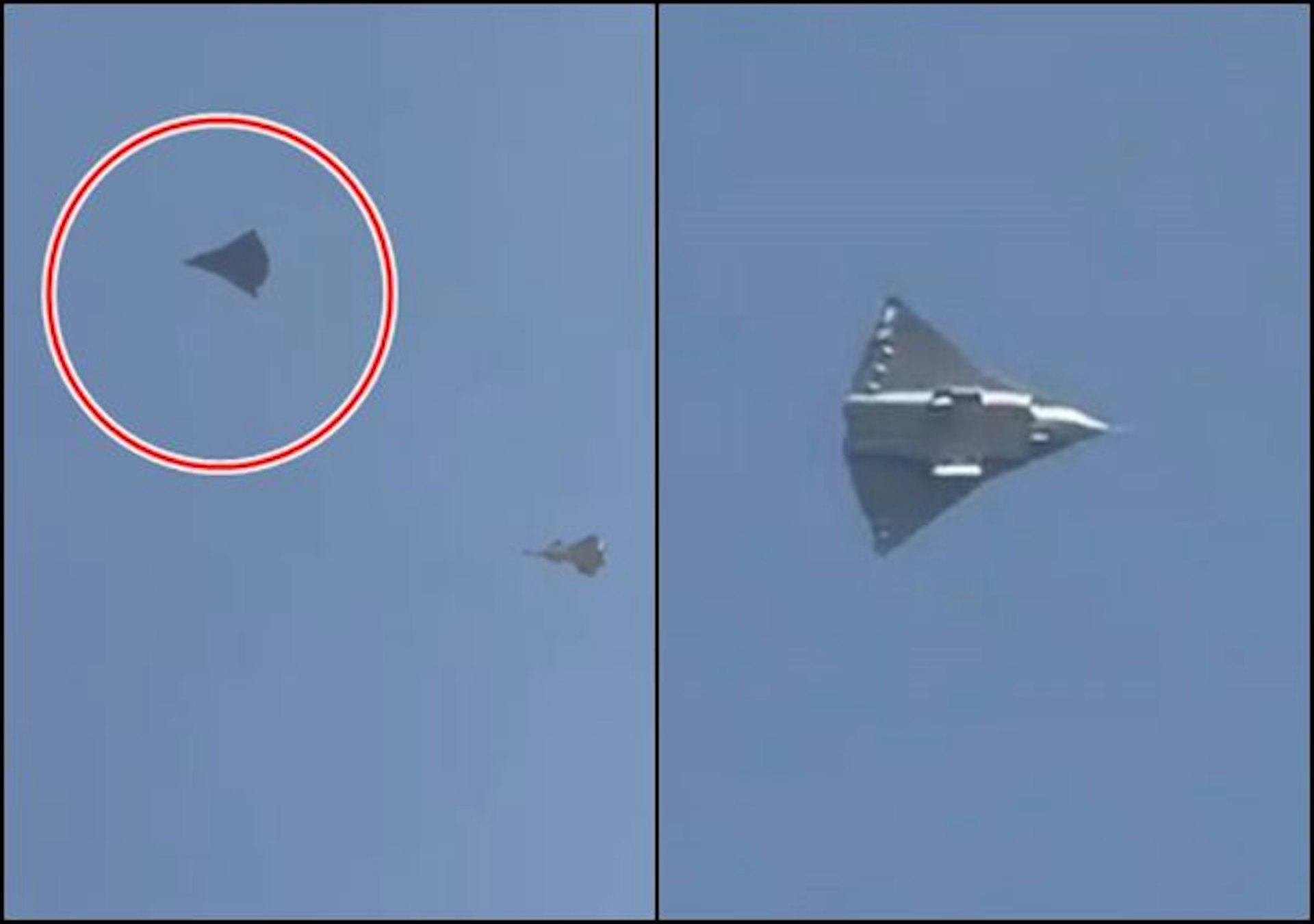 疑中國「六代戰機試飛」影片曝光。(微博) 疑中國「六代戰機試飛」影片曝光。(微博)