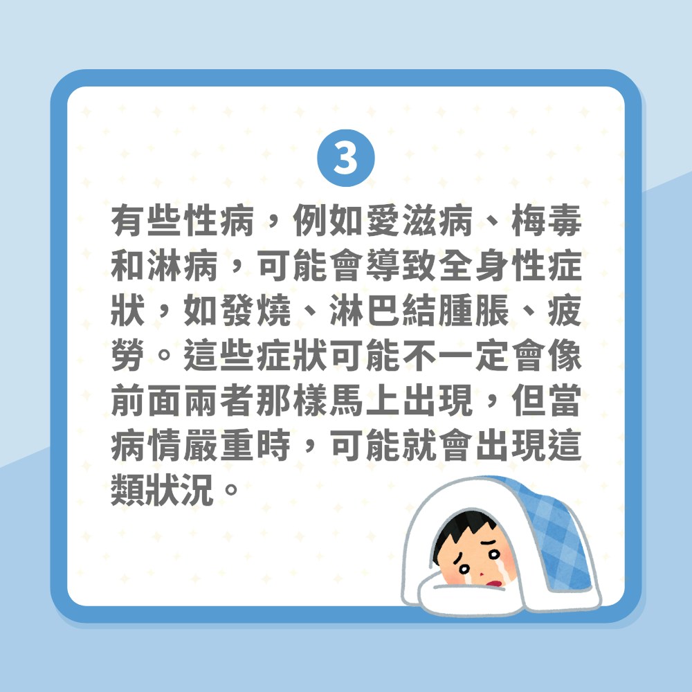 性器官潰爛｜沒有性行為都有機會中招？醫生揭4個性病常見症狀（01製圖）