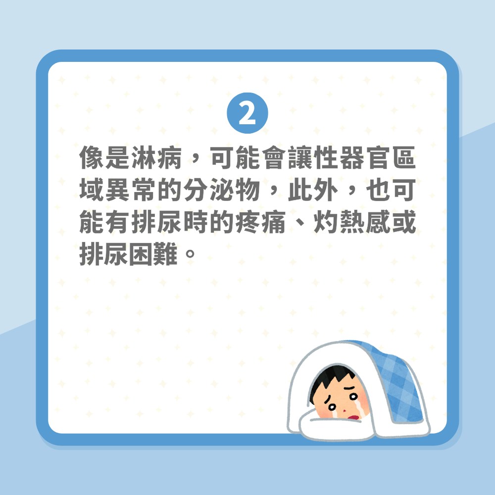 性器官潰爛｜沒有性行為都有機會中招？醫生揭4個性病常見症狀（01製圖）