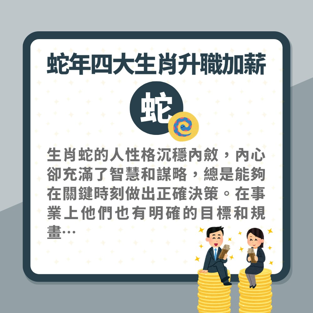 2025乙巳蛇年「四大生肖」事業運暢旺　屬蛇犯太歲職場卻有大突破（01製圖）