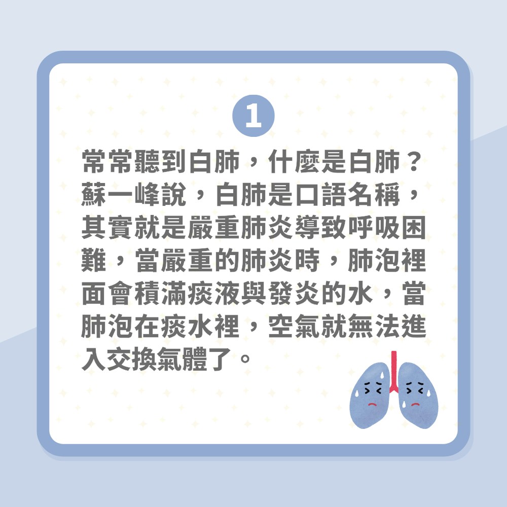 大S徐熙媛流感肺炎去世｜台醫揭「白肺」可怕之處：被痰活活淹死（01製圖）