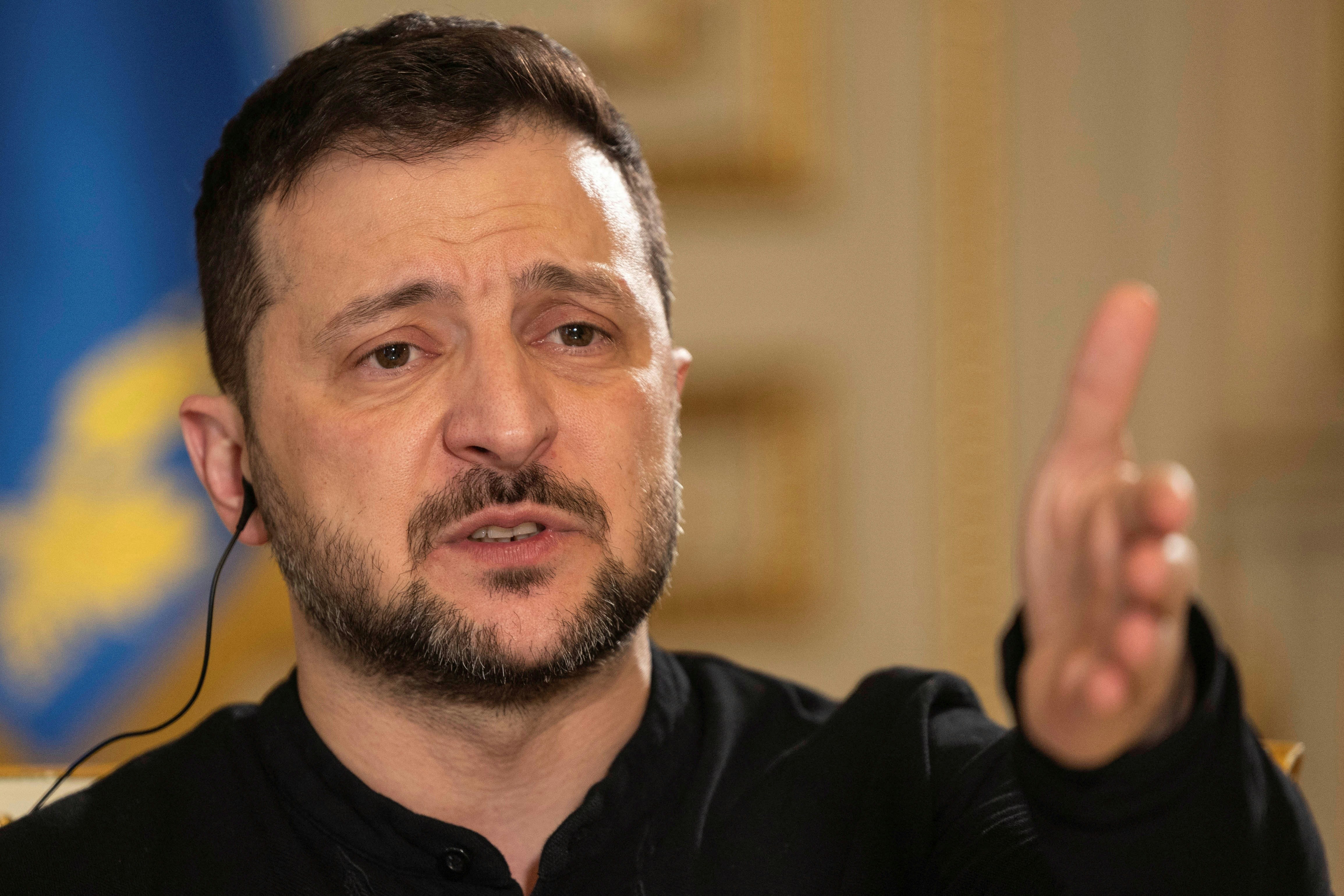 2025年2月7日，烏克蘭總統澤連斯基（Volodymyr Zelenskyy）在首都基輔接受路透社採訪。（Reuters）