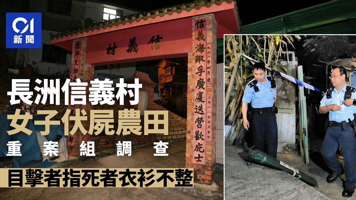 長洲信義村女子倒斃農田 重案組調查 目擊者指死者衣衫不整 長洲信義村女子倒斃農田 重案組調查 目擊者指死者衣衫不整