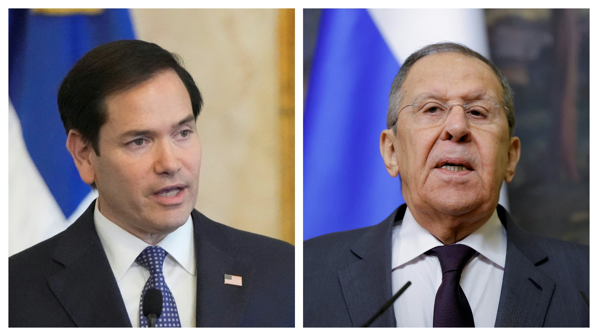 美國務卿盧比奧(Marco Rubio,左)與俄羅斯外交部長拉夫羅夫(Sergei Lavrov,右)。(Reuters) 美國務卿盧比奧(Marco Rubio,左)與俄羅斯外交部長拉夫羅夫(Sergei Lavrov,右)。(Reuters)