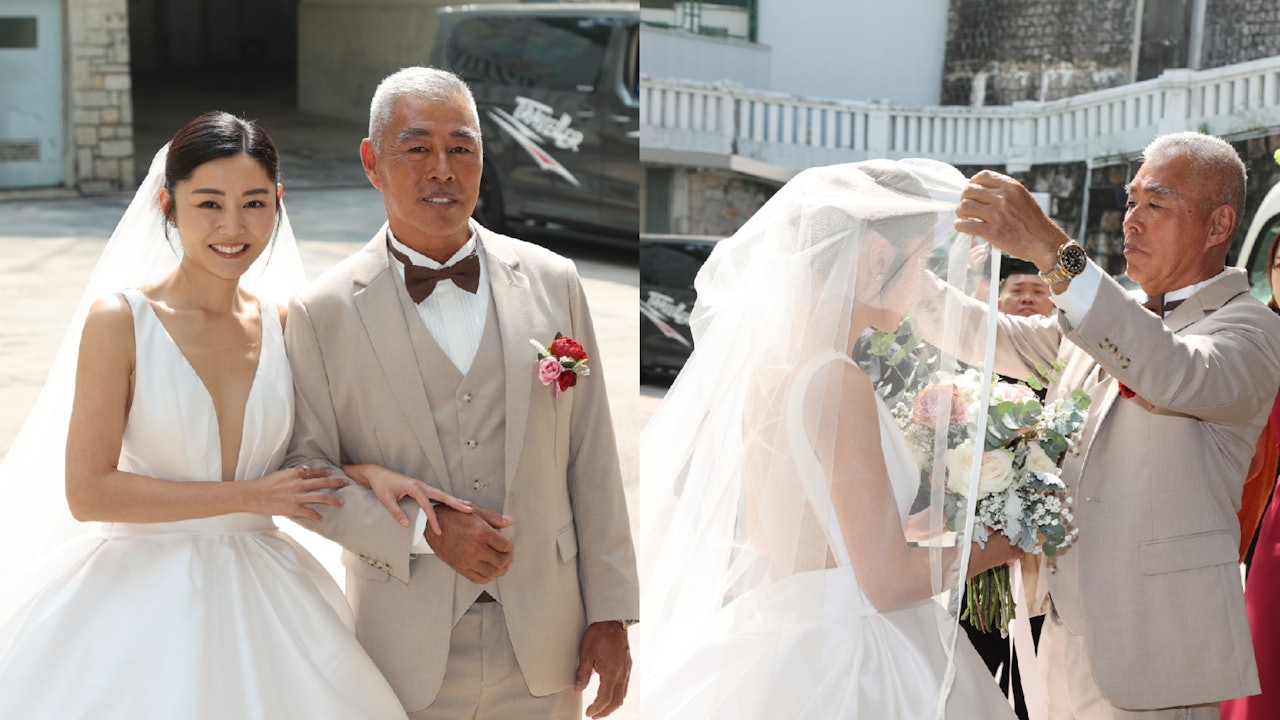 衛詩雅與男友周祉安結婚 爸爸替女兒蓋頭紗畫面唯美溫馨