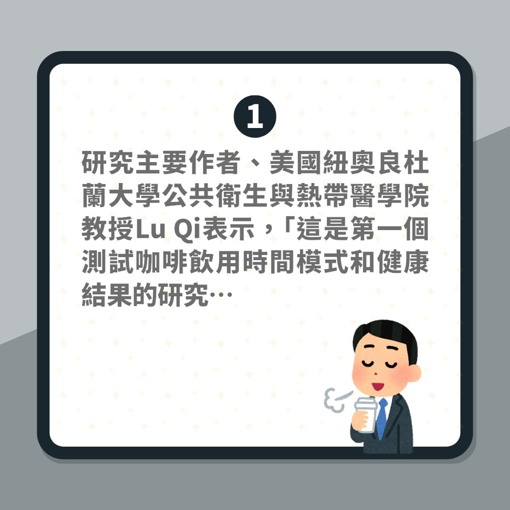 研究證實一時間點喝咖啡最健康「早死風險降低16%」（01製圖）