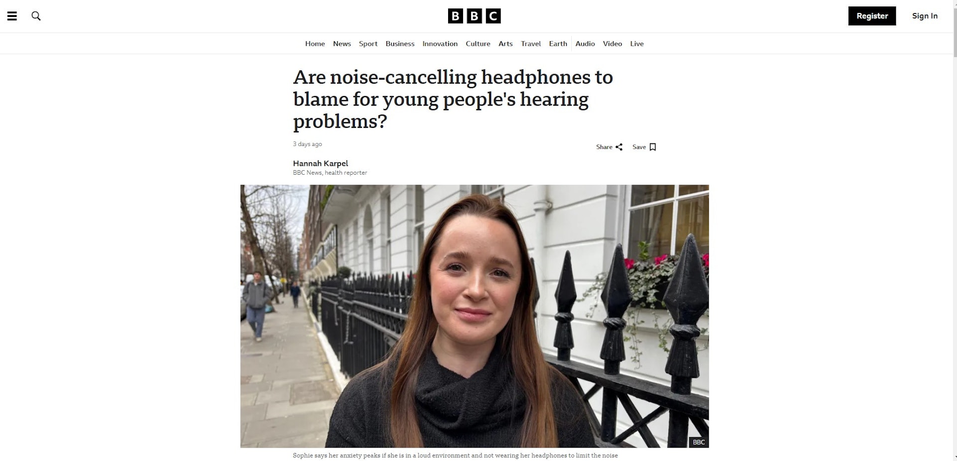 根據英國《BBC》報導,一名25歲女性每天會使用降噪耳機約5小時,結果長期下來,她竟變得無法準確分辨聲音來源。(BBC) 根據英國《BBC》報導,一名25歲女性每天會使用降噪耳機約5小時,結果長期下來,她竟變得無法準確分辨聲音來源。(BBC)