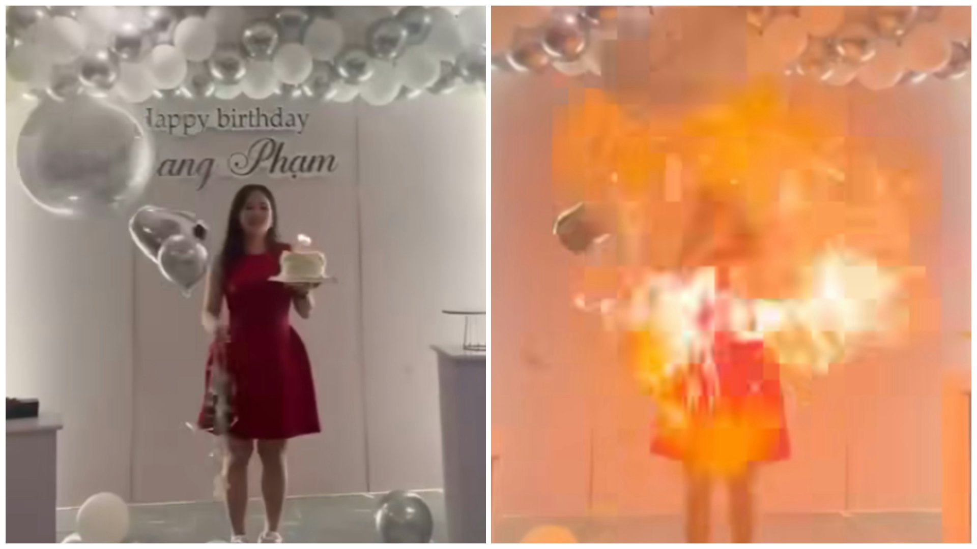 越南女子生日恐怖意外 蠟燭點燃氣球爆炸起火險毀容|有片 越南女子生日恐怖意外 蠟燭點燃氣球爆炸起火險毀容|有片