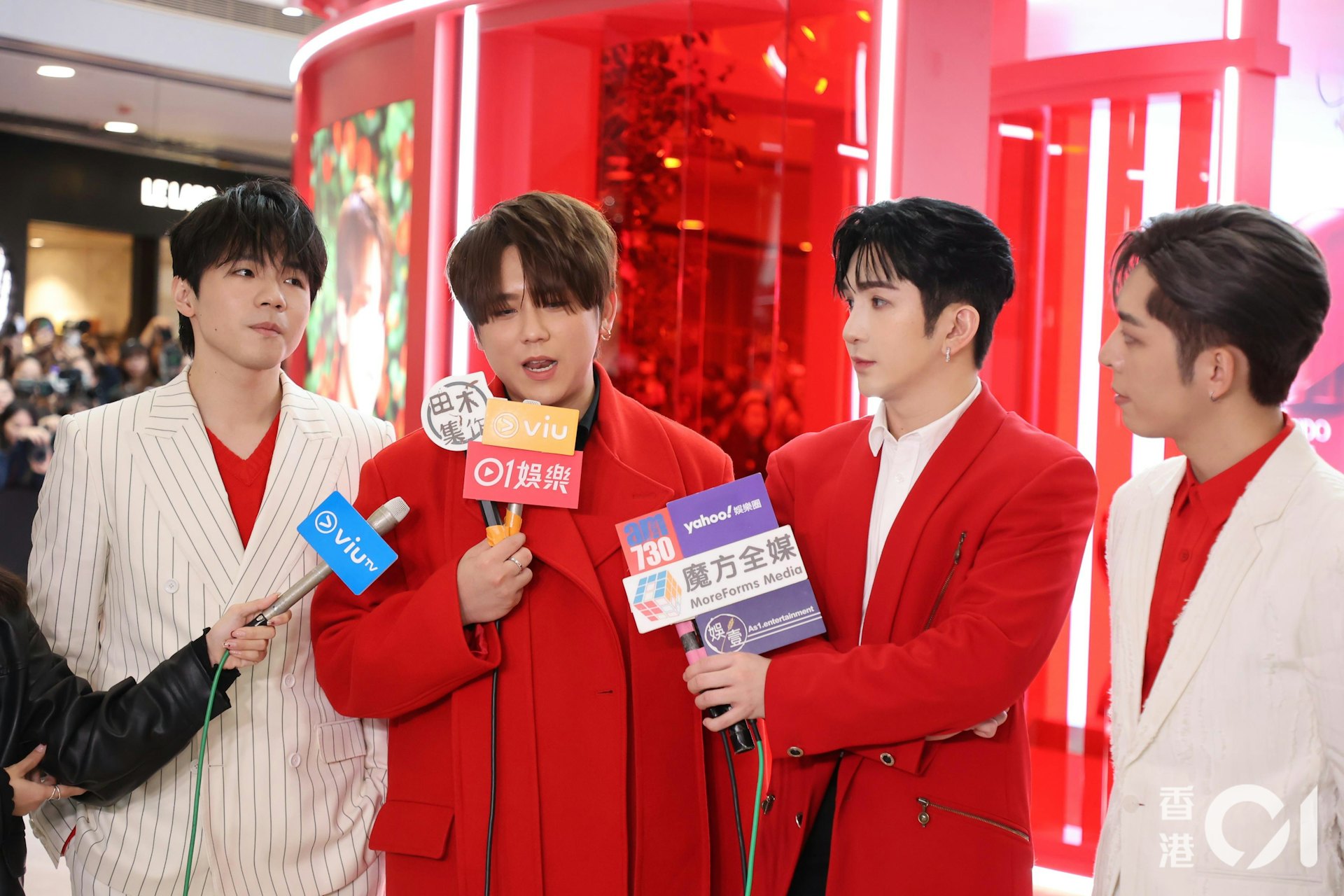 MIRROR 四子Anson Lo、Ian、姜濤、呂爵安齊齊出席護膚品牌活動。(葉志明攝) MIRROR 四子Anson Lo、Ian、姜濤、呂爵安齊齊出席護膚品牌活動。(葉志明攝)