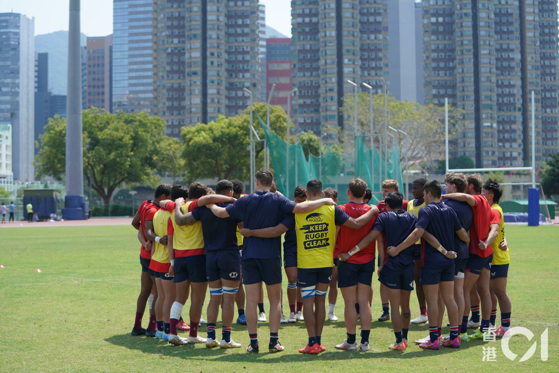 港隊男子七欖隊今日進行公開操練。(趙子晉攝) 港隊男子七欖隊今日進行公開操練。(趙子晉攝)