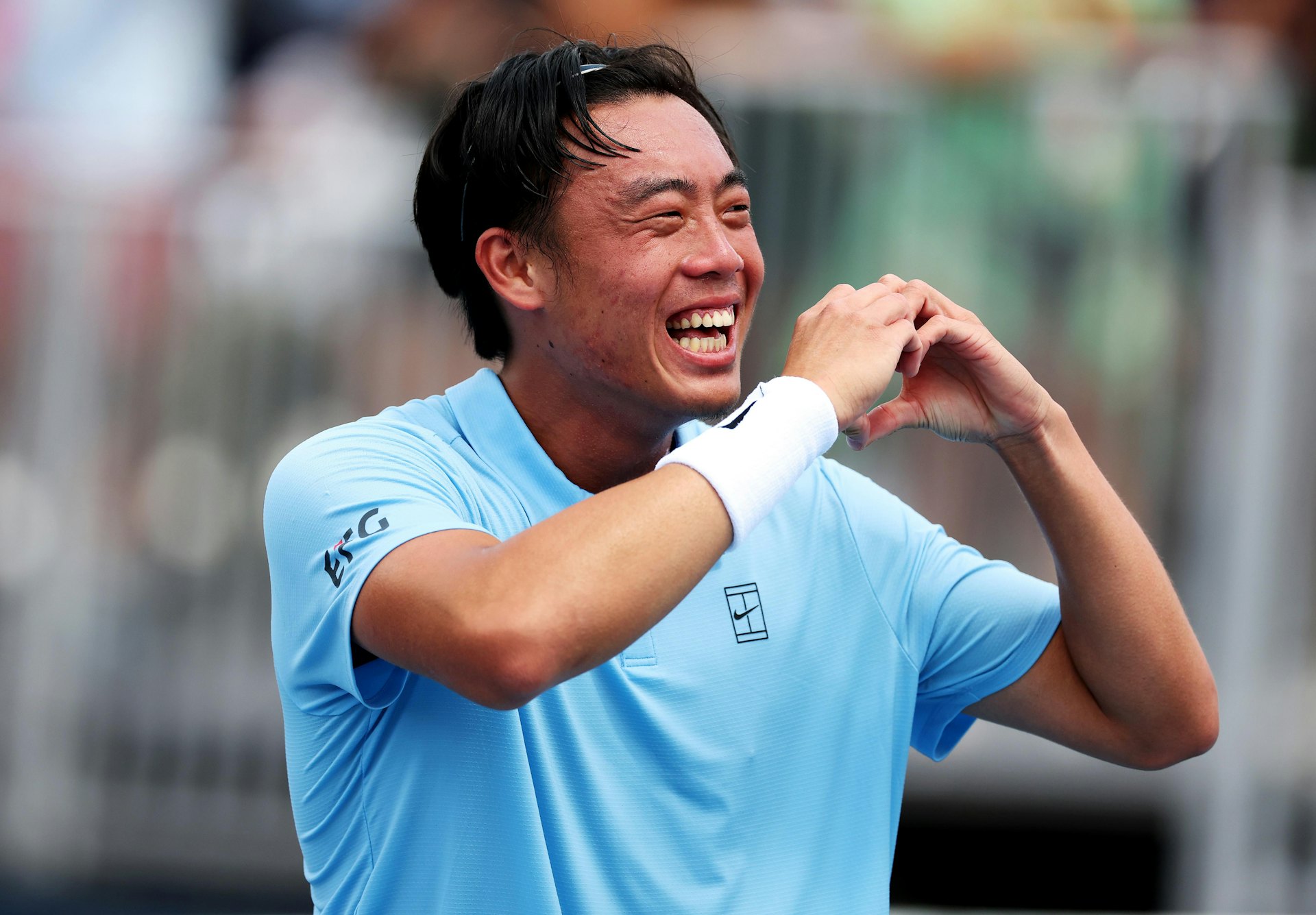 黃澤林賽後大派心心。(Getty Images) 黃澤林賽後大派心心。(Getty Images)