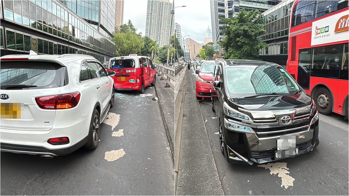 尖沙咀九龍公園徑3車串燒　的士變「三文治」司機乘客一度被困