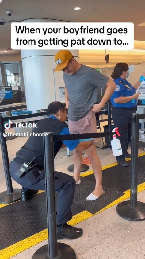 網友韋爾澤拉分享男友因登機證被印上了「SSSS」的代碼被迫在美國機場接受額外安檢。(TikTok影片截圖) 網友韋爾澤拉分享男友因登機證被印上了「SSSS」的代碼被迫在美國機場接受額外安檢。(TikTok影片截圖)