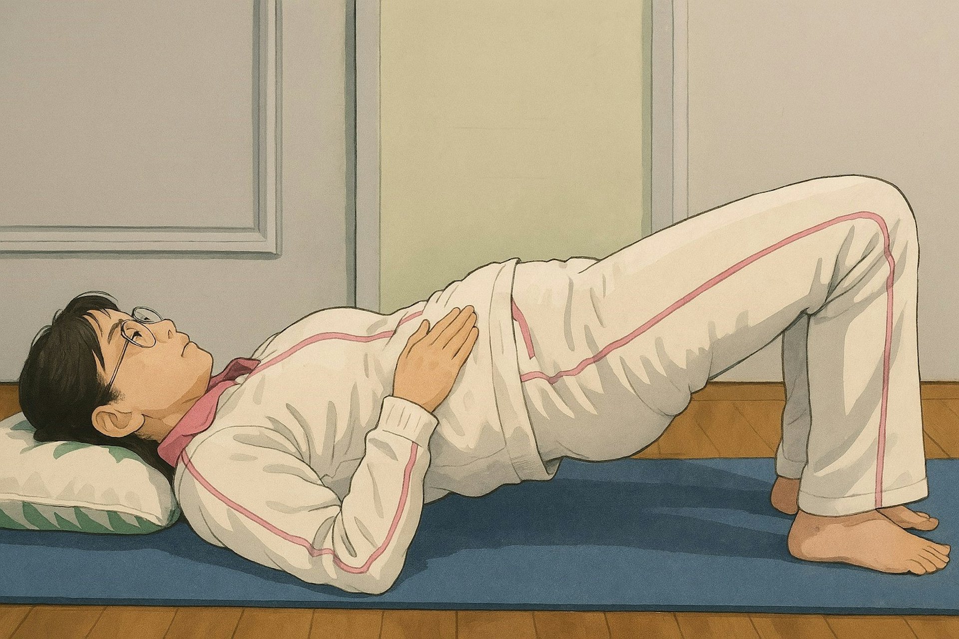 橋式運動。(筆者提供) 橋式運動。(筆者提供)
