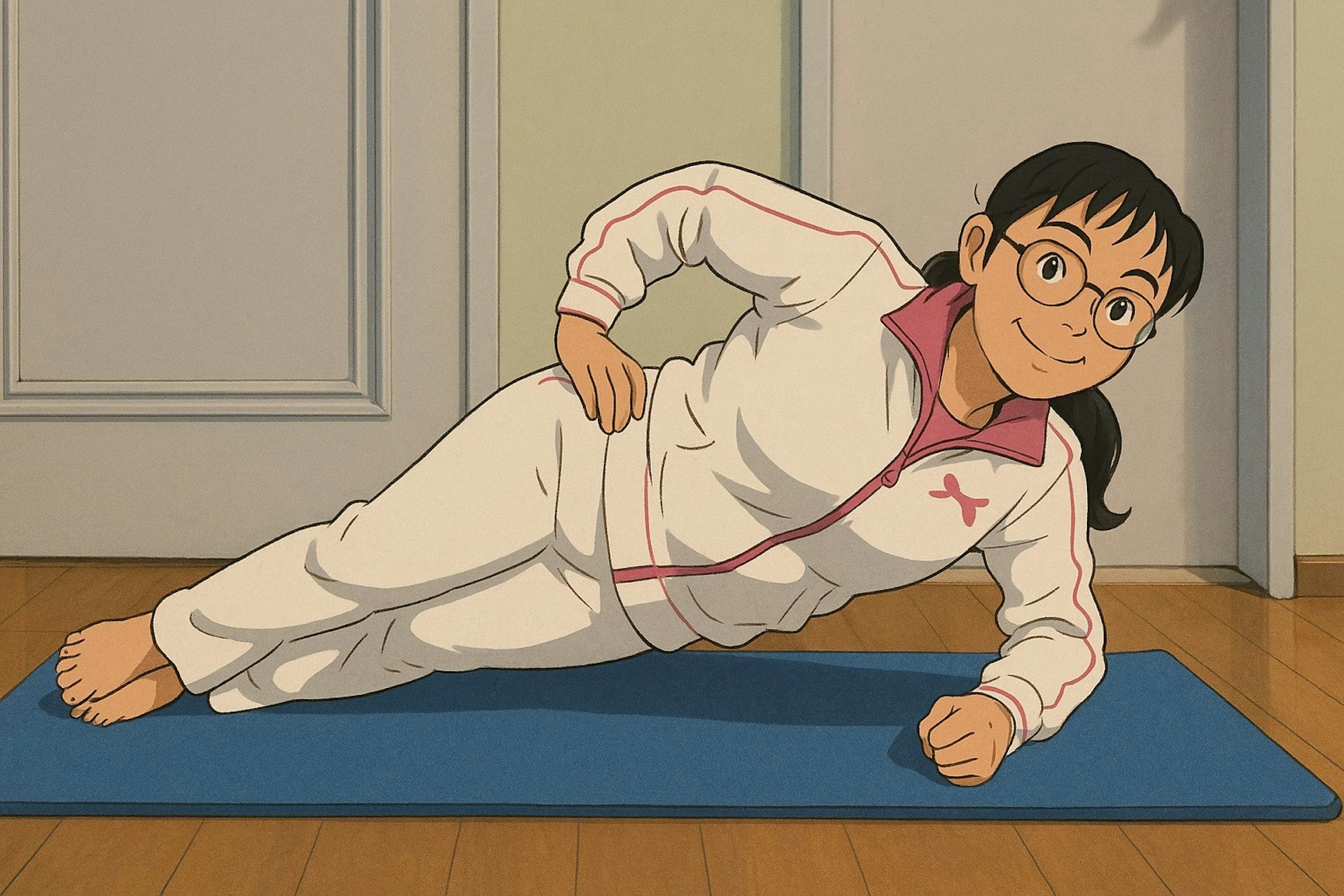 側平板支撐(Side Plank)。(筆者提供) 側平板支撐(Side Plank)。(筆者提供)