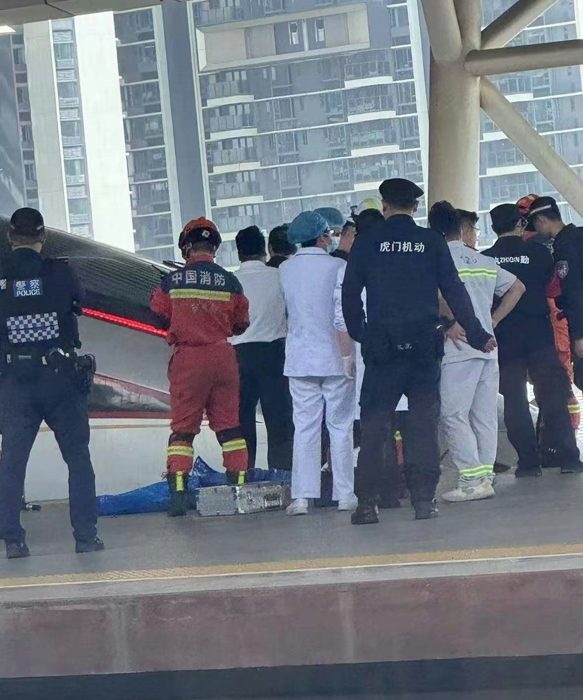 東莞虎門站發生跳軌事件。（網上圖片）