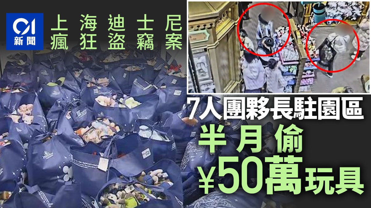 上海迪士尼失竊警拘7人 日盜十多次 半月狂偷價值50萬玩具 上海迪士尼失竊警拘7人 日盜十多次 半月狂偷價值50萬玩具