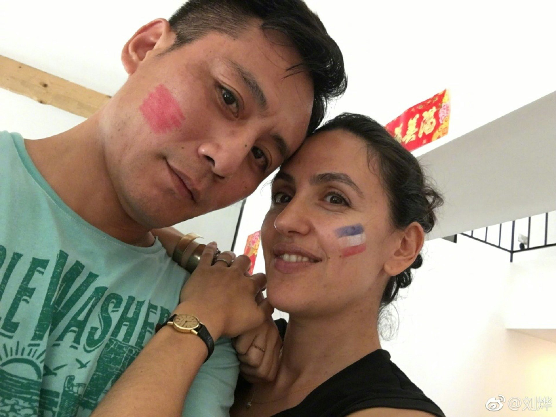 劉燁與老婆。 劉燁與老婆。