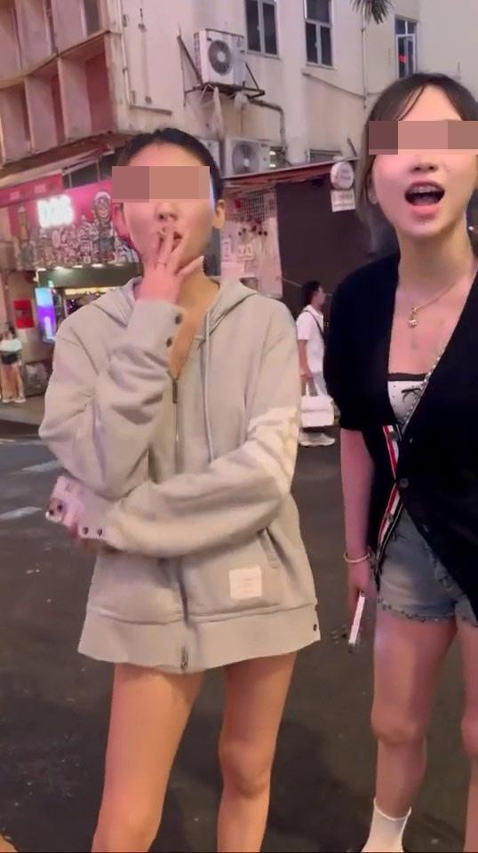 樓主與其朋友被2名「MK妹」包圍「挑機」。（hey_iam_vivi／threads影片截圖）