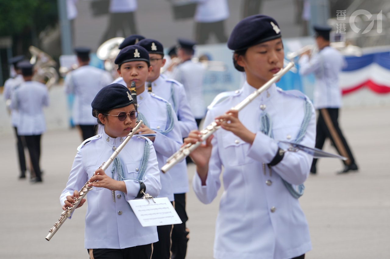 首屆學警預備課程共116名學員5月3日畢業,警方舉行畢業會操。(黃浩謙攝) 首屆學警預備課程共116名學員5月3日畢業,警方舉行畢業會操。(黃浩謙攝)