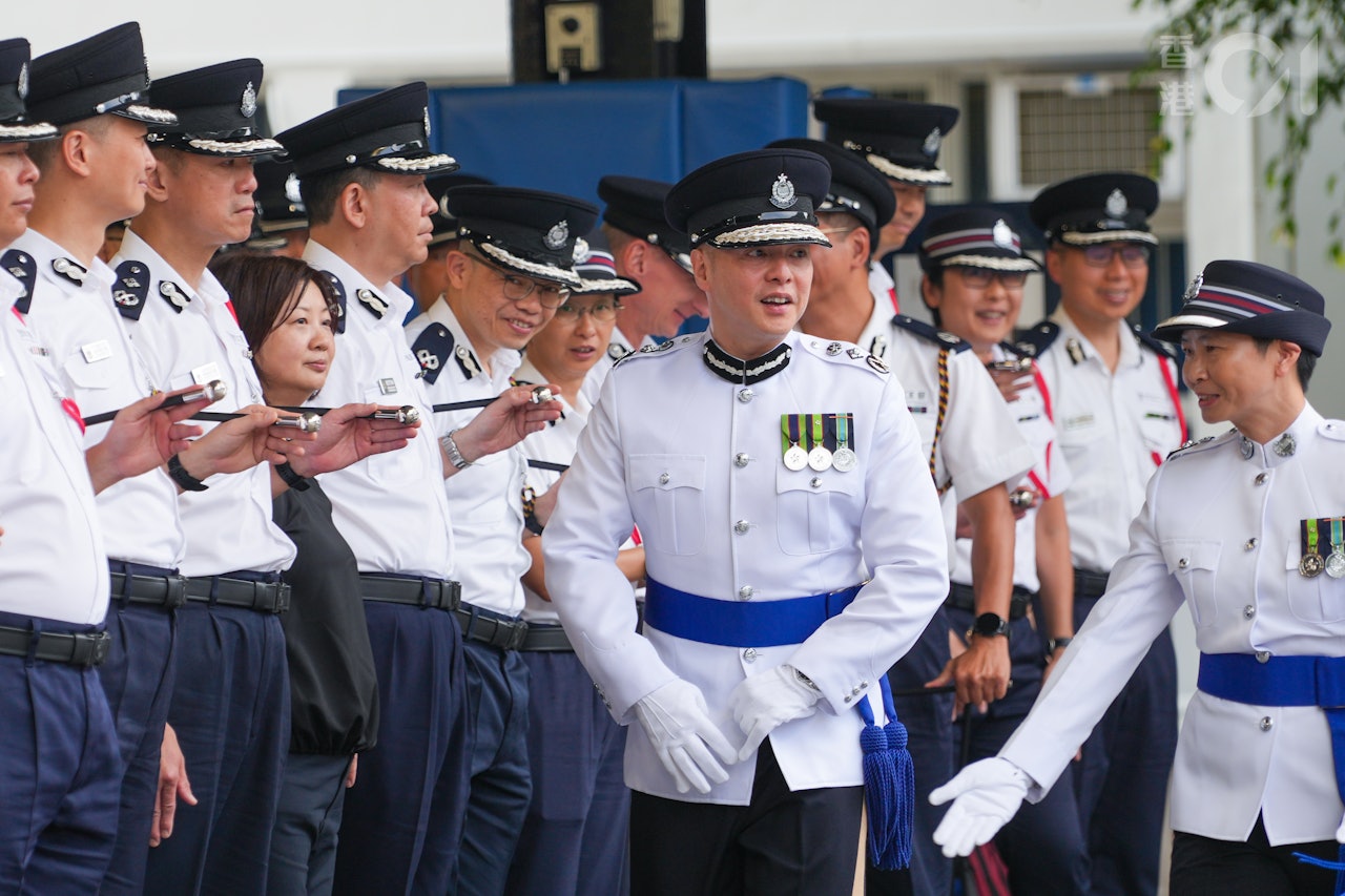 警務處處長周一鳴5月3日檢閱首屆「學警預備訓練課程」學員結業會操。(黃浩謙攝) 警務處處長周一鳴5月3日檢閱首屆「學警預備訓練課程」學員結業會操。(黃浩謙攝)