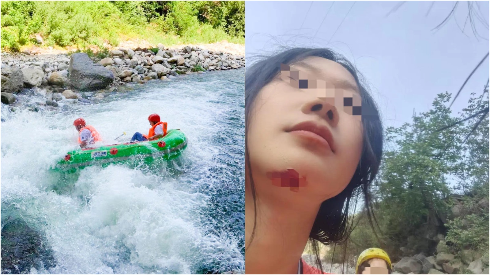 五一|陜西漂流船翻側多人受傷 遊客險被石頭割喉:太驚險了 五一|陜西漂流船翻側多人受傷 遊客險被石頭割喉:太驚險了