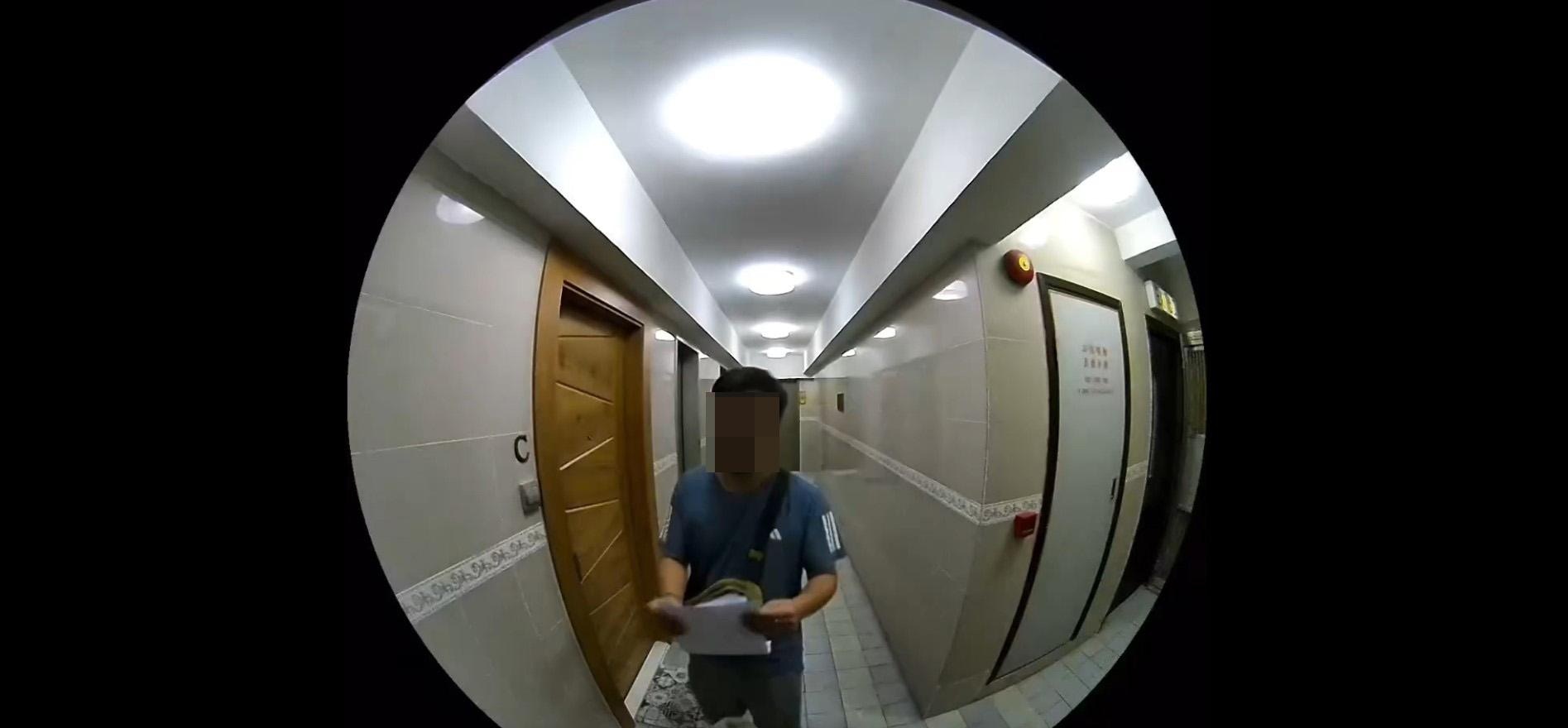 有港男發帖稱早前無端遭陌生男子登門追債，質疑對方未有查清欠債人身份便上門。（threads影片截圖）