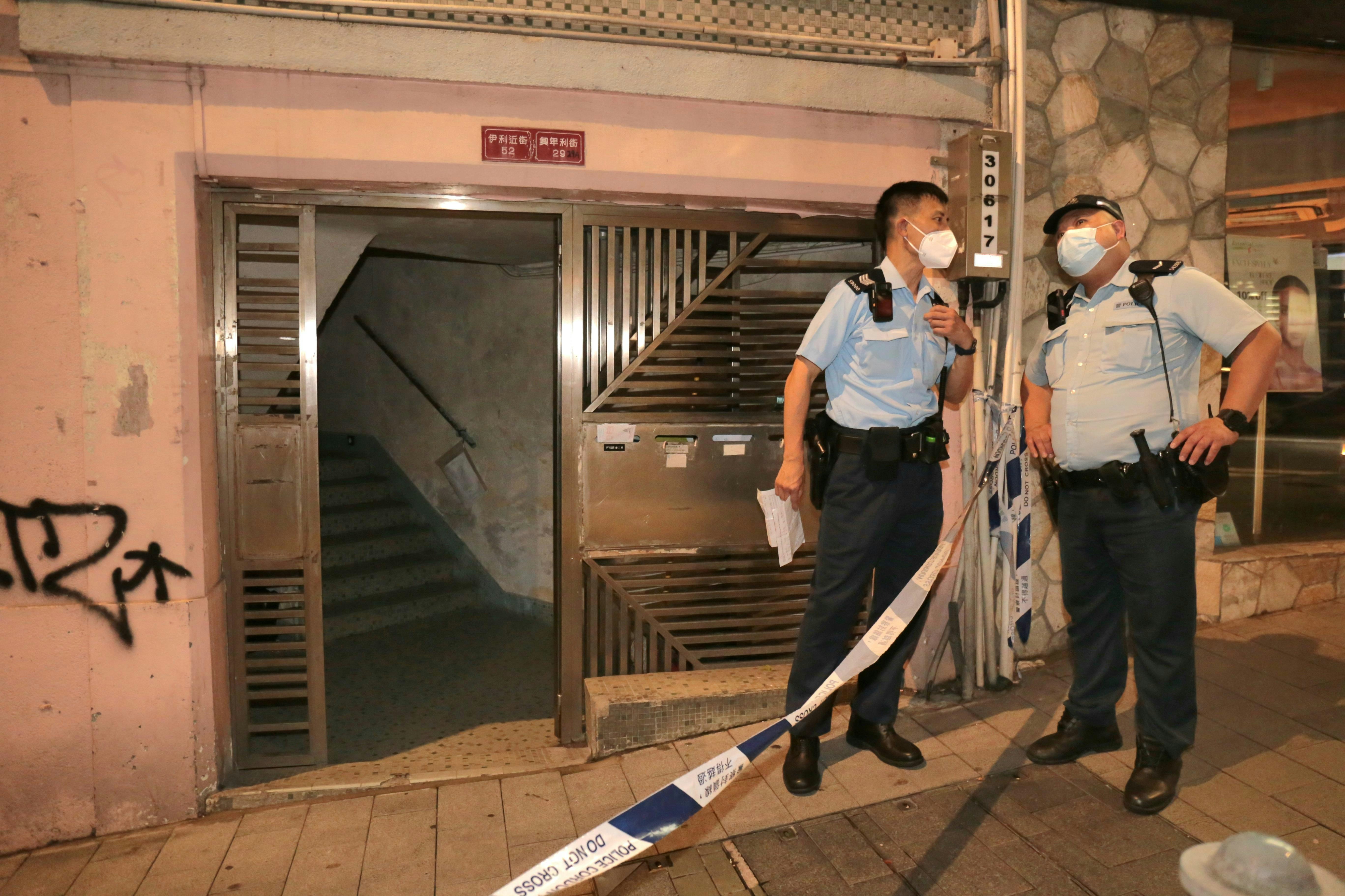 警員封鎖現場調查。（梁偉權攝）