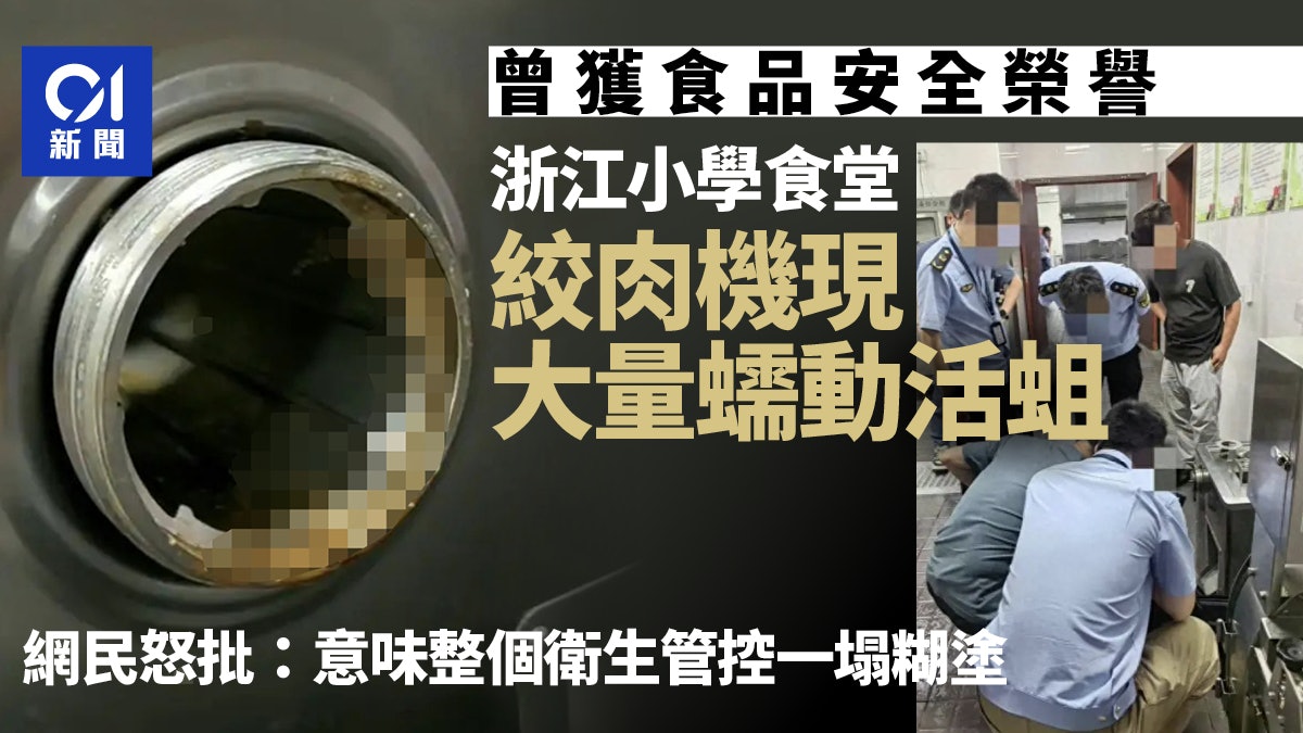 浙江小學食堂絞肉機出現大量活蛆 該食堂曾獲食品安全榮譽 浙江小學食堂絞肉機出現大量活蛆 該食堂曾獲食品安全榮譽