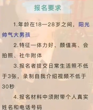 河南景區招募「帥哥NPC」。（微博）